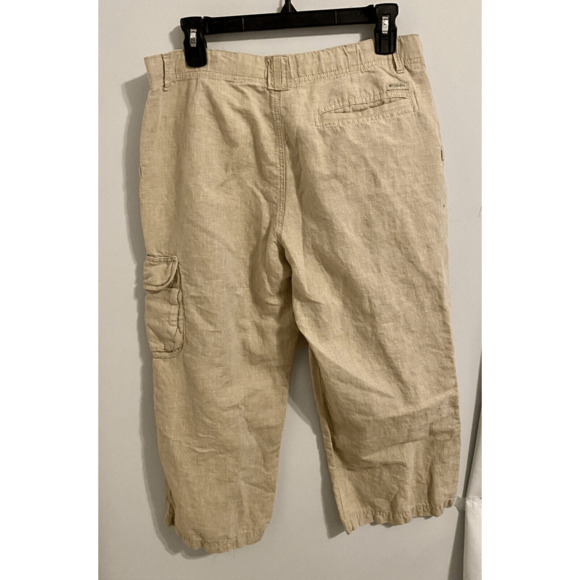 COLUMBIA XCO Pants Women's 10 Cargo Cropped Capri Hiking Linen Blend Beige N652 - Picture 5 of 9